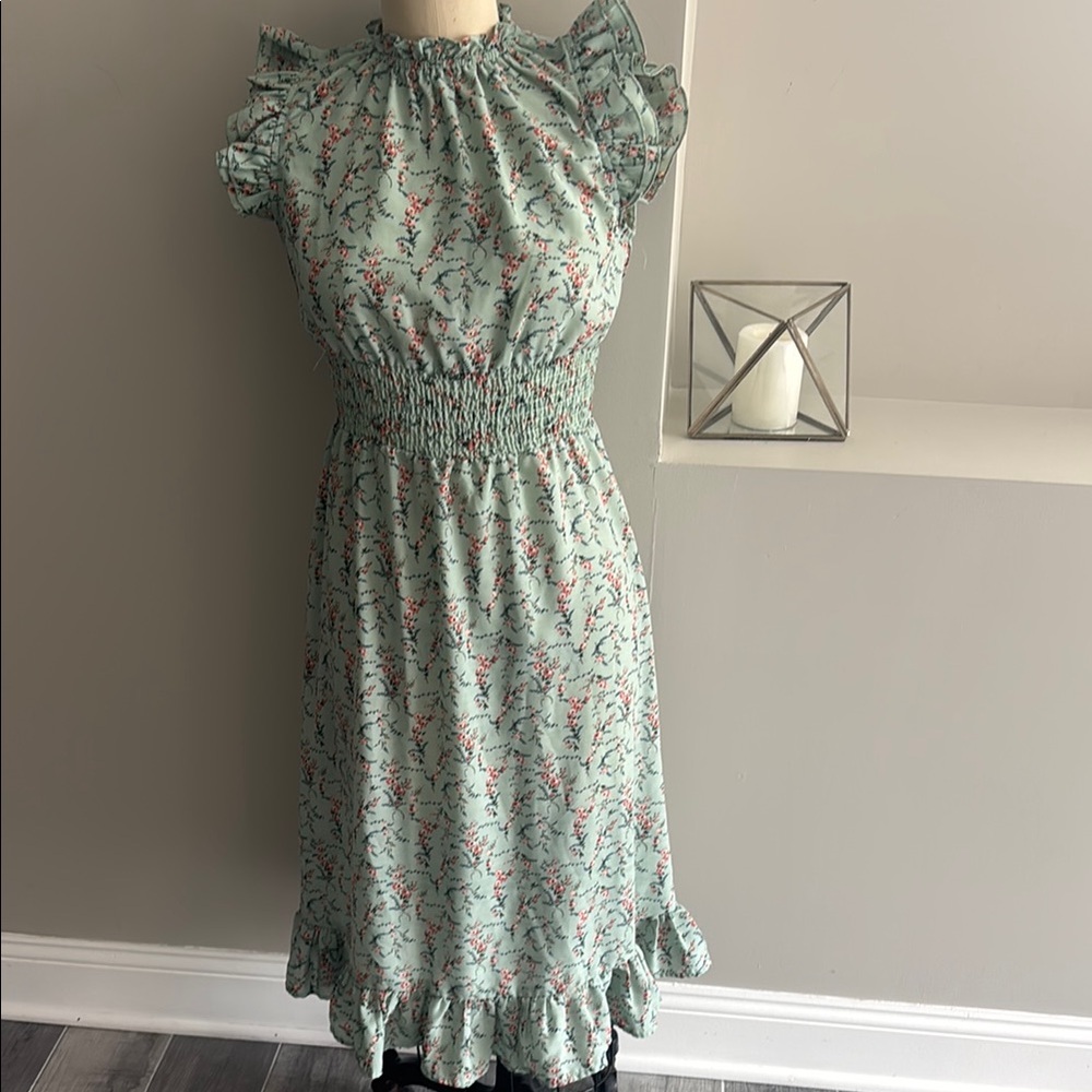 SHEIN Floral Green Dress